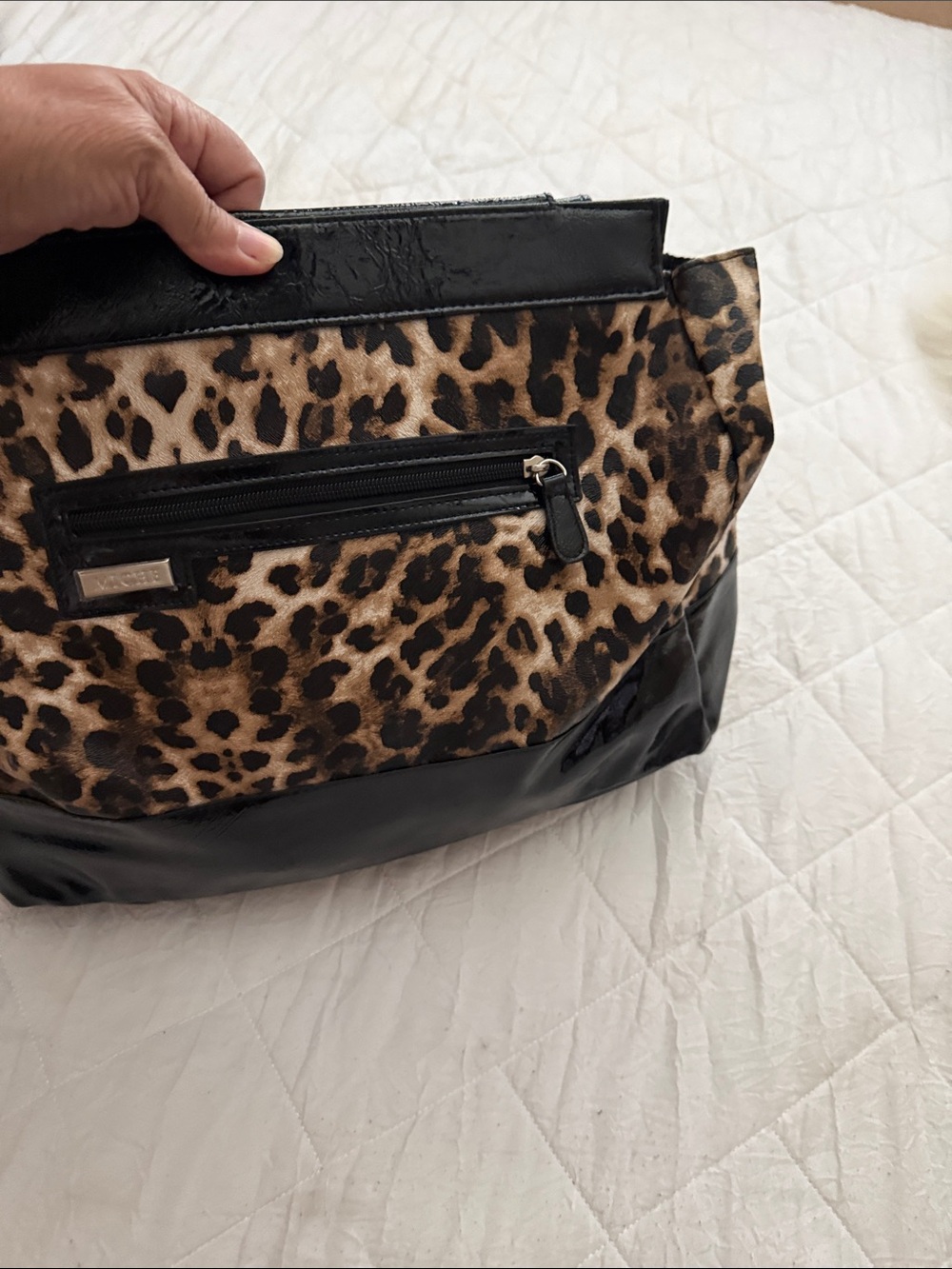 Miche Leopard Print Tote with Black Trim